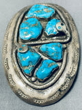Effie Calavaza Outstanding Vintage Native American Zuni Morenci Turquoise Sterling Silver Buckle-Nativo Arts