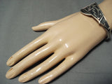 Intricate Vintage Native American Navajo Sterling Silver Geomtric Bracelet Cuff-Nativo Arts