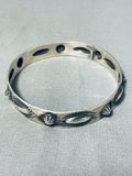 Marvelous Native American Navajo Sterling Silver Bangle Bracelet Signed Elvira Bill-Nativo Arts