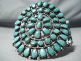 One Of The Best Vintage Native American Navajo Turquoise Cluster Sterling Silver Bracelet Old-Nativo Arts