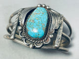 Classic Vintage Native American Navajo Rare Mine Carlin Turquoise Sterling Silver Bracelet-Nativo Arts