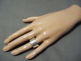 Important Ray Adakai Vintage Native American Navajo Internal Silver Work Sterling Ring-Nativo Arts