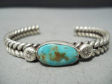Tight Coil Vintage Native American Navajo Royston Turquoise Sterling Silver Bracelet-Nativo Arts