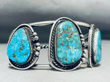 Wonderful Vintage Native American Navajo Pilot Mountain Turquoise Sterling Silver Bracelet-Nativo Arts