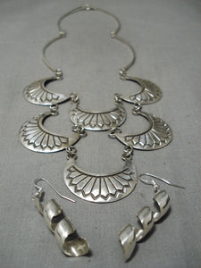 Amazing Vintage Navajo Zane Sterling Silver Native American Half Moon Necklace-Nativo Arts
