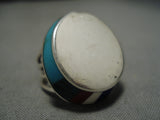 Museum Quality Vintage Native American Navajo Sterling Silver Turquoise Lapis Ring Old-Nativo Arts