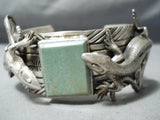 Extraordinary Native American Navajo Royston Turquoise Sterling Silver Gekko Bracelet-Nativo Arts
