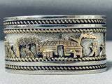One Of The Most Detailed Native American Navajo Gold Sterling Silver Bracelet-Nativo Arts