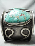 One Biggest Men's Vintage Native American Navajo Carico Lake Turquoise Sterling Silver Bracelet-Nativo Arts