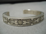 Intricate!! Vintage Native American Navajo Geometric Sterling Silver Bracelet-Nativo Arts
