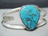 Outstanding Native American Navajo Pilot Mountain Turquoise Sterling Silver Bracelet-Nativo Arts
