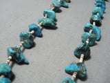 Tremendous Vintage Native American Navajo Turquoise Sterling Silver Necklace Old-Nativo Arts
