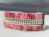 Native American Best Navajo Purple Shell Thicker Sterling Silver Inlay Bracelet-Nativo Arts