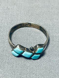 Squared Rare Turquoise Vintage Native American Zuni Sterling Silver Ring Old-Nativo Arts