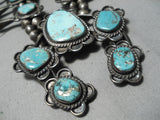 Statement Vintage Native American Navajo Turquoise Sterling Silver Squash Blossom Necklace-Nativo Arts