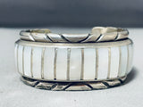 One Of The Best Vintage Native American Navajo Pearl Inlay Sterling Silver Bracelet-Nativo Arts