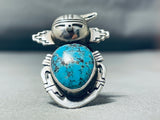 Kachina Spiderweb Native American Navajo Turquoise Sterliung Silver Detail Ring-Nativo Arts
