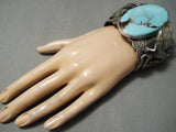 Huge Native American Spiderweb Turquoise Sterling Silver Lizards Bracelet Cuff-Nativo Arts