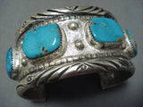 Thicker Vintage Native American Navajo Turquoise Sterling Silver Heavy Bracelet-Nativo Arts