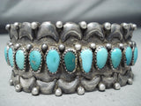 Outstanding Vintage Native American Navajo Turquoise Sterling Silver Bracelet Old-Nativo Arts