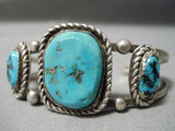 Amazing Vintage Native American Navajo Sleeping Turquoise Sterling Silver Bracelet Old-Nativo Arts
