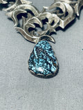One Of The Best Vintage Native American Navajo Spiderweb Turquoise Sterling Silver Necklace-Nativo Arts