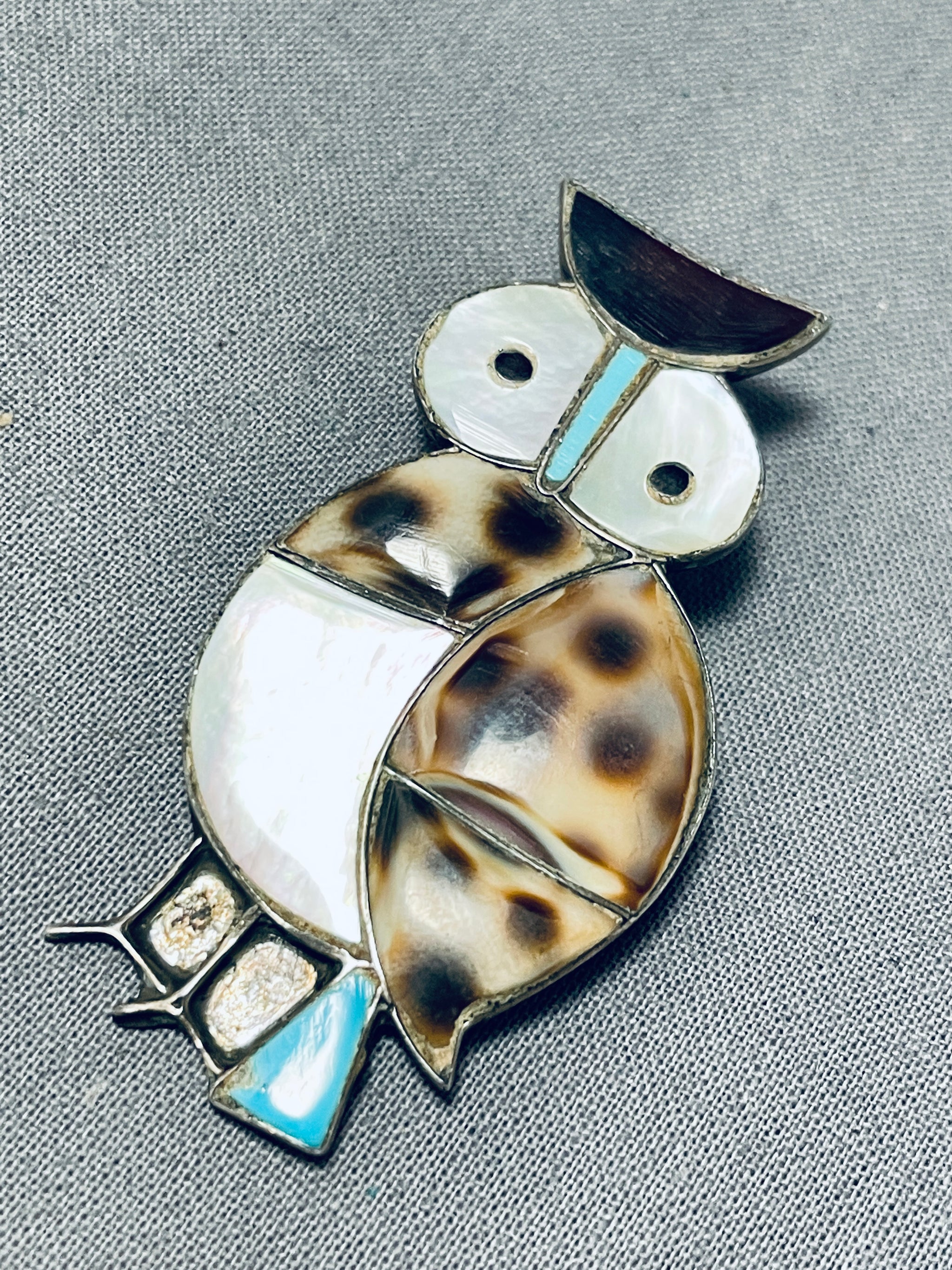 Fantastic Vintage Native American Zuni Turquoise Jet Sterling