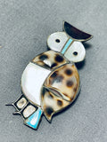 Fantastic Vintage Native American Zuni Turquoise Jet Sterling Silver Owl Pin/pendant-Nativo Arts