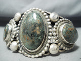 100+ Gram Navajo Green Turquoise Sterling Silver Bracelet Native American-Nativo Arts