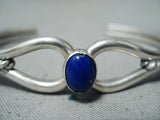 Elegant Vintage Navajo Native American Lapis Sterling Silver Bracelet Old-Nativo Arts