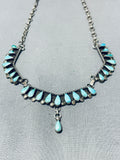 Fabulous Vintage Native American Zuni Blue Gem Turquoise Sterling Silver Necklace-Nativo Arts