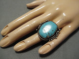 One Of The Best Vintage Native American Navajo Blue Diamond Turquoise Sterling Silver Ring Old-Nativo Arts