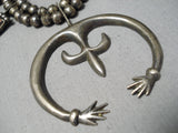 Superior Vintage Native American Navajo Turquoise Sterling Silver Squash Blossom Necklace-Nativo Arts