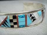 Rare Graduating Vintage Native American Navajo Turquoise Sterling Silver Bracelet Cuff-Nativo Arts