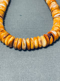 Native American Traditional Vintage Santo Domingo Spiny Oyster Sterling Silver Necklace-Nativo Arts