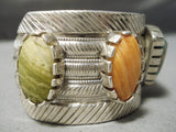 Important Heavy Vintage Native American Navajo Carico Lake Turquoise Stelring Silver Bracelet-Nativo Arts