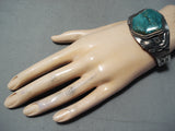 Vivid Kirk Smith Vintage Native American Navajo Carico Turquoise Sterling Silver Bracelet-Nativo Arts