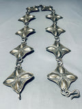 Heavy 356 Gram Vintage Native American Navajo Hand Hammered Sterling Silver Star Concho Belt-Nativo Arts