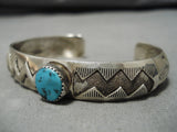 Magnificent Vintage Native American Navajo Sb Turquoise Sterling Silver Bracelet Old-Nativo Arts
