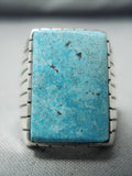 Colossal Navajo Old Kingman Turquoise Sterling Silver Ring Native American-Nativo Arts