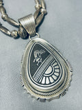Rare Longer Signed Vintage Native American Navajo Sterling Silver Torpedo Necklace-Nativo Arts