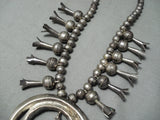 Early Superior Vintage Native American Navajo Turquoise Sterling Silver Squash Blossom Necklace-Nativo Arts