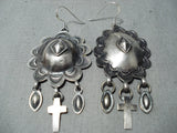 Detailed Navajo Sterling Silver Crosses Earrings Native American-Nativo Arts