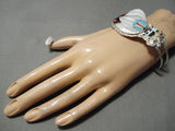 Rare Kachina Maiden Native American Zuni Turquoise Coral Sterling Silver Bracelet-Nativo Arts