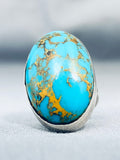 Stunning Vintage Native American Navajo Spiderweb Turquoise Sterling Silver Ring-Nativo Arts