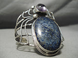 Colossal Vintage Native American Navajo Bug Lapis Amethyst Sterling Silver Bracelet-Nativo Arts