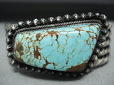 Very Heavy Coil Vintage Native American Navajo #8 Turquoise Sterling Silver Bracelet-Nativo Arts