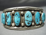 Museum Vintage Native American Navajo Turquoise Sterling Silver Swirl Bracelet-Nativo Arts