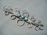 Exquisite Vintage Native American Navajo Native Turquoise American Sterling Silver Pin Old-Nativo Arts