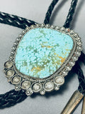 Rare Vintage Native American Navajo #8 Turquoise Sterling Silver Bolo Tie-Nativo Arts